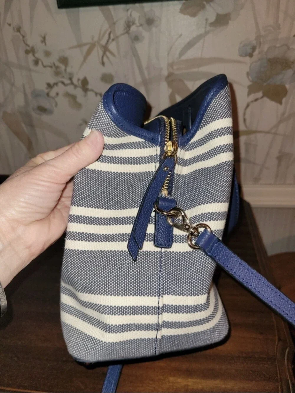 Kate Spade Striped Blue and White Women’s Satchel - Classic Everyday Bag